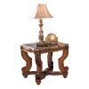 Rich Burnished Cherry Finish 1pc End Table Beveled Marble Top