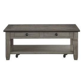 Coffee and Antique Gray Finish 1pc Cocktail Table