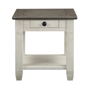 Rosy Brown and Antique White Finish 1pc End Table