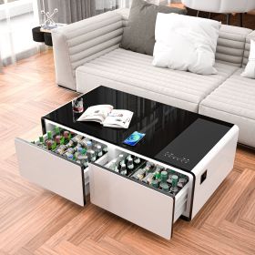 Modern Smart Coffee Table with Built-in Fridge, Bluetooth Speaker
