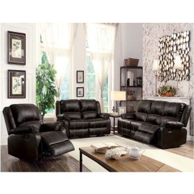 Zuriel Brown Synthetic Leather 3PCS Recliner Living Room Set