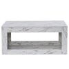 Modern Coffee Table w/ LED Light, Marble Glossy End Stand