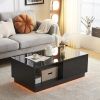 Modern LED Coffee Table, 16 Colors LED, End Stand, Black