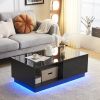 Modern LED Coffee Table, 16 Colors LED, End Stand, Black