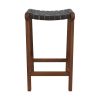 James Mid-Century Modern Genuine Leather Bar Stool