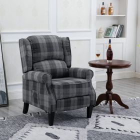 Modern Comfortable Upholstered Leisure Chair, Grey Check