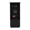 70"H Bar Cabinet w/ Wine Rack, Upper doors, Storage Shelves