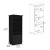 70"H Bar Cabinet w/ Wine Rack, Upper doors, Storage Shelves