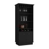 70"H Bar Cabinet w/ Wine Rack, Upper doors, Storage Shelves