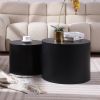 MDF w/ ash/oak/walnut coffee table/end stand set of 2, Black