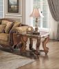 Rich Burnished Cherry Finish 1pc End Table Beveled Marble Top