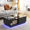 Modern LED Coffee Table, 16 Colors LED, End Stand, Black
