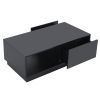Modern LED Coffee Table, 16 Colors LED, End Stand, Black