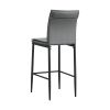 Grey Leather Barstool Dining Counter Height Chair Set of 2