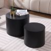 MDF w/ ash/oak/walnut coffee table/end stand set of 2, Black