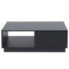 Modern LED Coffee Table, 16 Colors LED, End Stand, Black