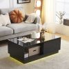 Modern LED Coffee Table, 16 Colors LED, End Stand, Black