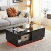 Modern LED Coffee Table, 16 Colors LED, End Stand, Black
