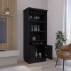 70"H Bar Cabinet w/ Wine Rack, Upper doors, Storage Shelves