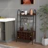 Detachable Wine Rack and 5 Rows of Stemware Holder
