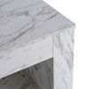 Modern Coffee Table w/ LED Light, Marble Glossy End Stand
