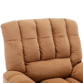 Massage Recliner Chair Power w/ Heat, Vibration, Light Brown