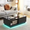 Modern LED Coffee Table, 16 Colors LED, End Stand, Black