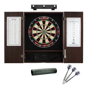 Viper League Sisal Board, Espresso Cabinet, Lights & Dart Mat