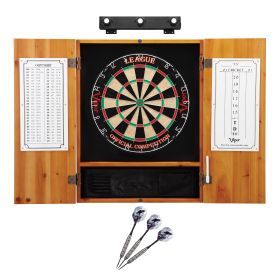 Viper League Sisal Dartboard, Oak Cabinet, Raven Steel & Light