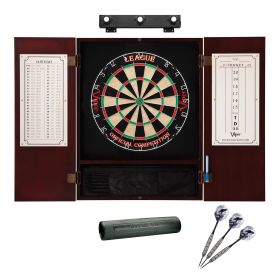 Viper League Sisal Board, Mahogany Cabinet, Lights & Dart Mat