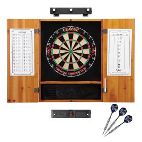 Viper League Sisal Dartboard, Oak Cabinet, Lights & Line Marker