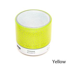 Bluetooth Speaker Mini Wireless Crack LED TF USB Subwoofer (Color: Yellow)