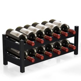 Kitchen Natural Bamboo Wine Rack Display Storage Shelf (Color: Brown)
