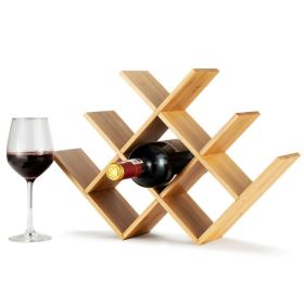 Kitchen Natural Bamboo Wine Rack Display Storage Shelf (Color: Natural A)