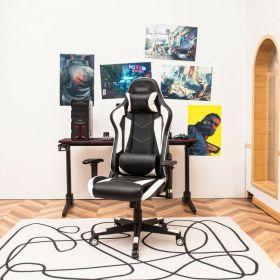 Gaming Chair Adjustable Swivel Racing Style Computer Chair (Color: White)
