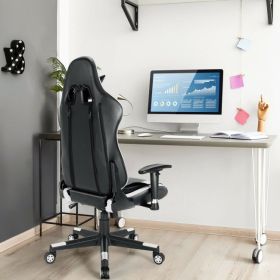 Gaming Chair Adjustable Swivel Racing Style Computer Chair (Color: Blue)