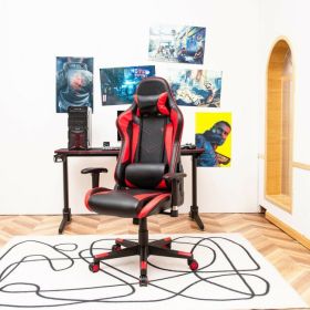Gaming Chair Adjustable Swivel Racing Style Computer Chair (Color: Red)