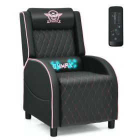 Massage Gaming Recliner Chair w/ Headrest for Home Theater (Color: Pink)