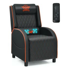 Massage Gaming Recliner Chair w/ Headrest for Home Theater (Color: Orange)