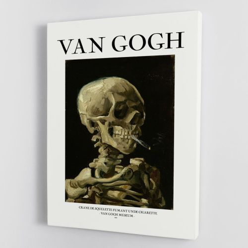 Head Of A Skeleton With A Burning Cigarette Titled Canvas Print Or Poster