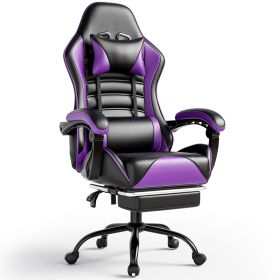 Ergonomic Gaming Chair for Adults, Office Desk Seat w/ Wheels (Color: Purple)