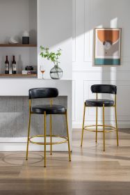 COOLMORE Stools Industrial Pub Seats w/ Back and Footrest (Color: Black PU)