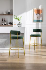 COOLMORE Stools Industrial Pub Seats w/ Back and Footrest (Color: Emerald)
