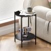 2-layer End Stand with Tempered Glass and Marble Tabletop