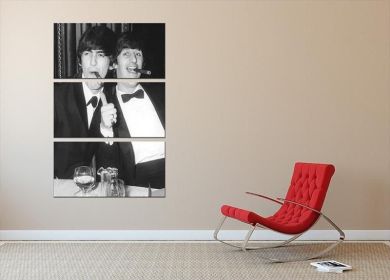 Ringo Starr and George Harrison smoking cigars 3 Split Panel Canvas Print (Type: Standard Framed Canvas Print (Split-Panel), size: Medium (48" x 32" Total))