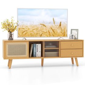 Bamboo TV Stand for Television up to 65 Inch (Color: Natural)