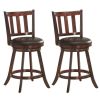 2 Pieces 360 Degree Swivel Wooden Counter Bar Stool Set