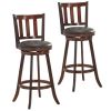 2 Pieces 360 Degree Swivel Wooden Counter Bar Stool Set