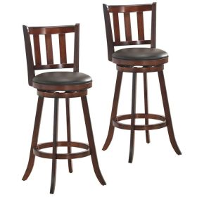 2 Pieces 360 Degree Swivel Wooden Counter Bar Stool Set (size: 31 inches)