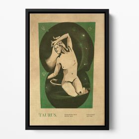 Taurus Celestial Resilience Poster Floating Framed Canvas (Color: Black, size: 16" x 12" / 42cm x 30cm approx)